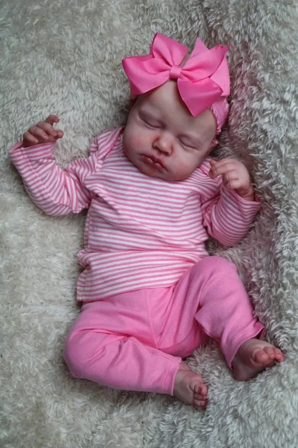 49Cm Reborn Loulou Sleeping Neonata Bambola Soft Cuddly Body 3D Skin Con Venature Visibili Muecas Bebes Fatti A Mano Para Nias