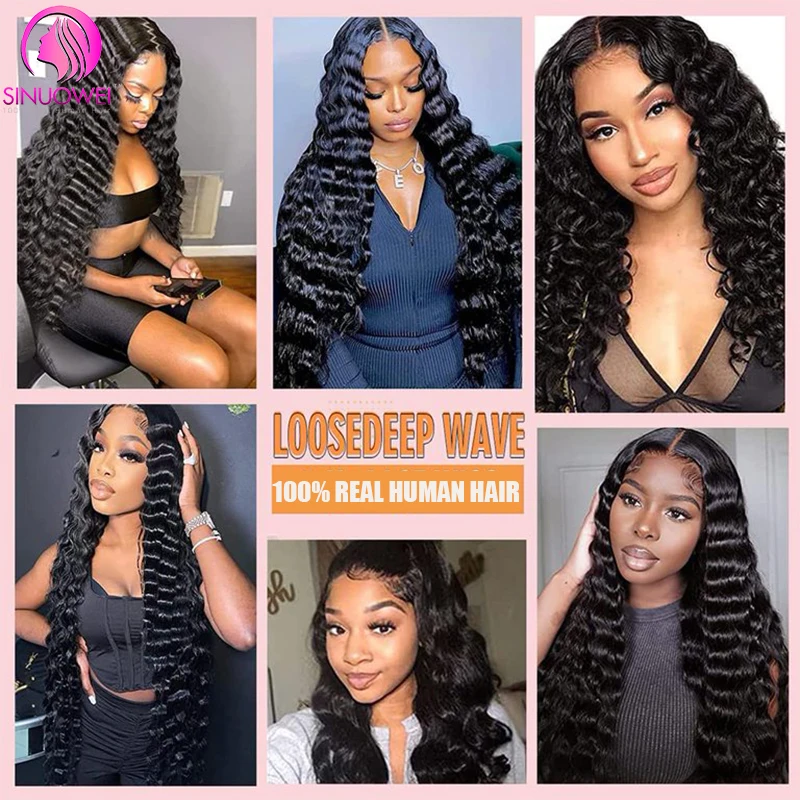 Human Hair Wig 200% Loose Deep Wave Wig 13X6 Lace Frontal Human Hair Wigs for Women Pre Plucked Deep Curly 13x4 Transparent Lace Frontal Wigs