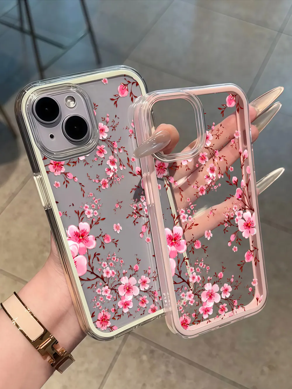 Durable Cute Peach Blossom Clear Phone Case Cover