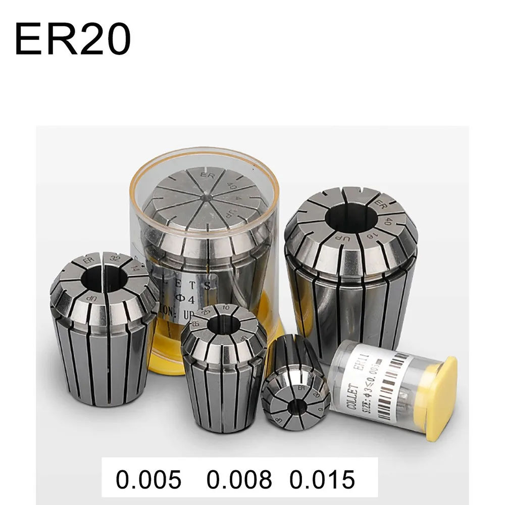 

Пружинная стальная Цанга ER20, высокая точность 0,015/0,008/0,005 мм, держатели, патрон, набор для центра ЧПУ, фрезерный станок, токарный инструмент