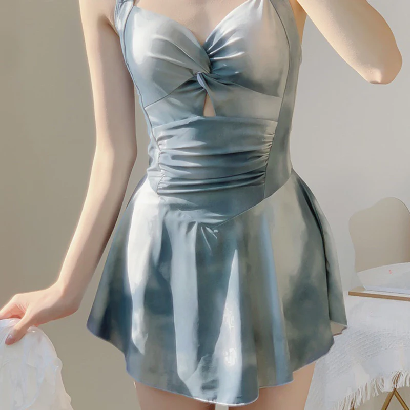 

Облегающая пикантная одежда для плавания, женский купальник с воротником-хомутом, Цельный купальник, пляжная одежда, женский купальный костюм 2024