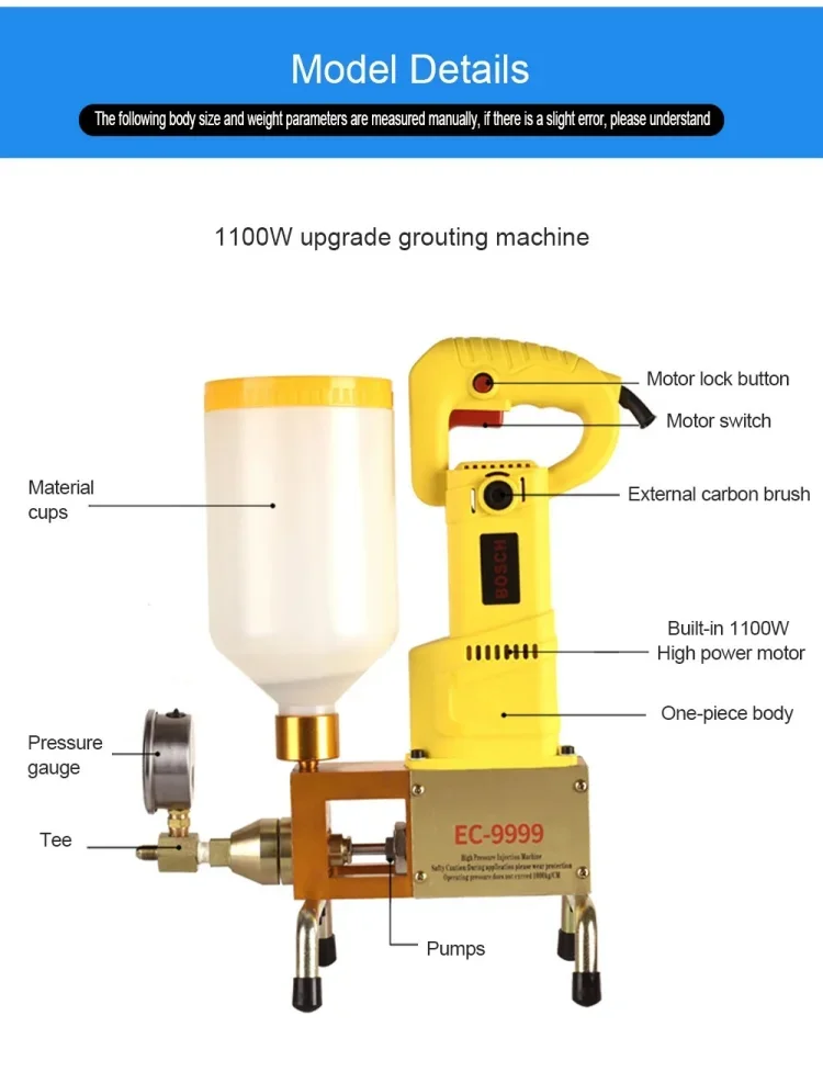 JH 1100W High Pressure Waterproof Grouting Machine for Epoxy Polyurethane Foam I