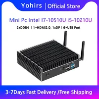 Yohirs Fanless Mini Pc Intel Core I7 10510U i5 10210U Full Aluminum Alloy Gamer Computer HDMI2.0 DP1.2 2x4K Display HDR TV Box 1