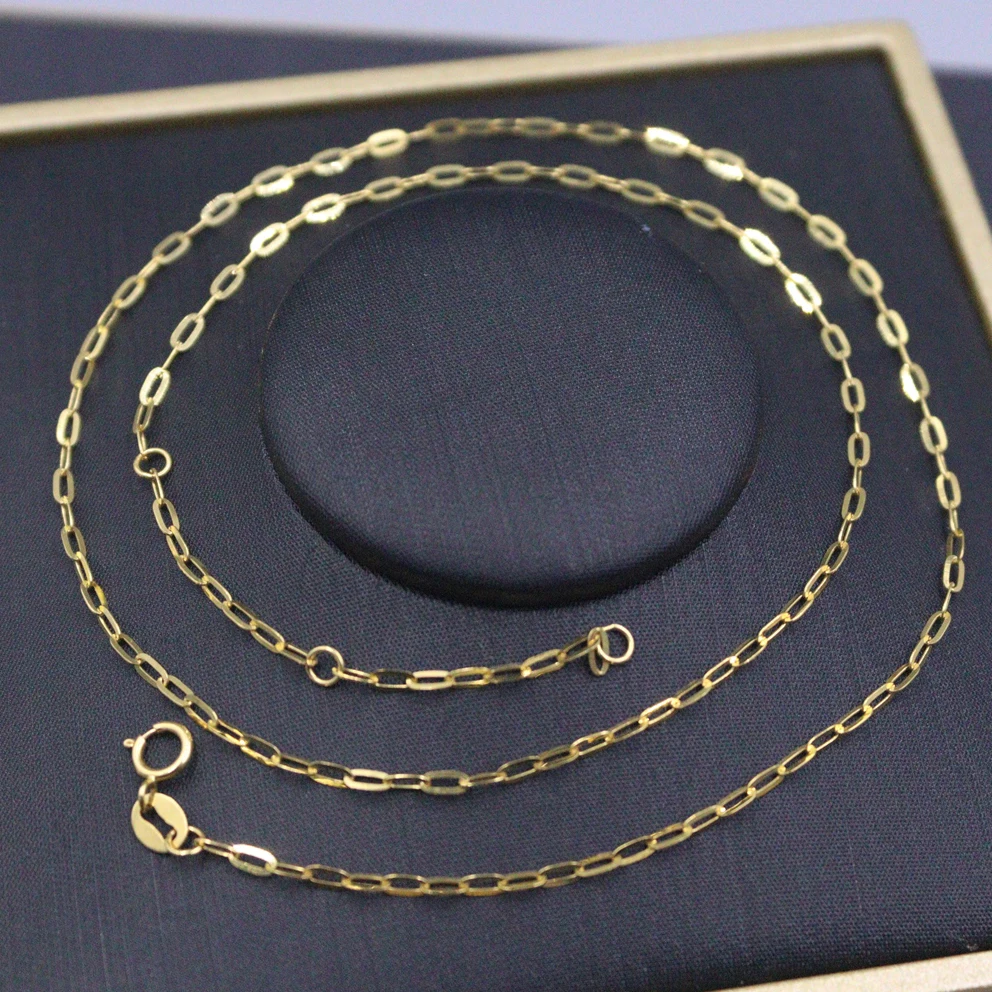 

Real 18K Yellow Gold Chain For Women 2mm Solid Cable Link Necklace 18inch Length/2.12g Stamp Au750 Support Test