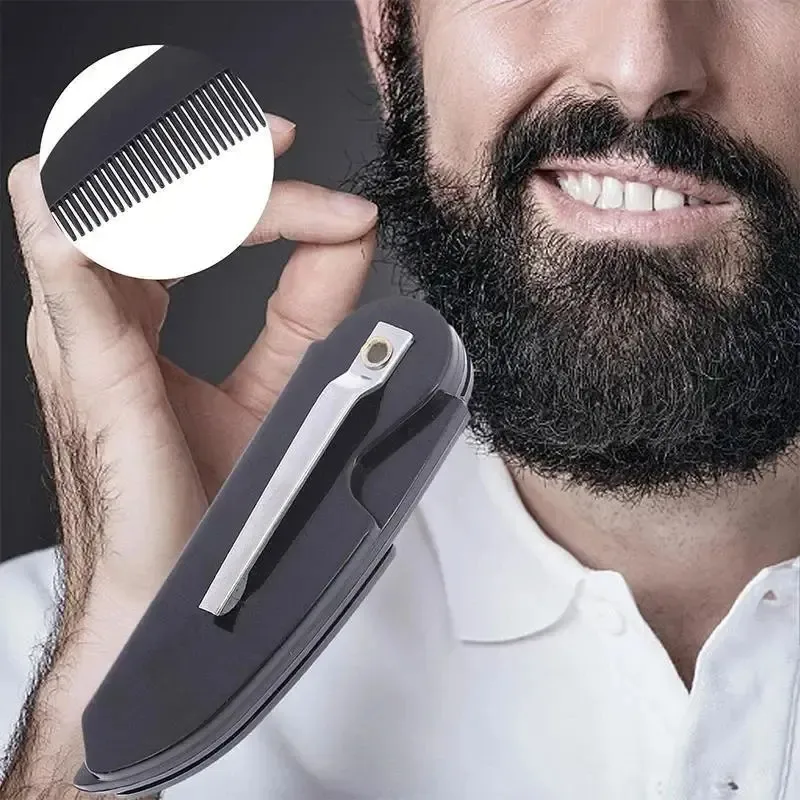 Portable Folding Beard Comb Mustache Comb Small Pocket Men Moustache Combs Grooming Hair Detangling Beard Styling Accessories 2