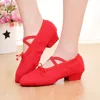 USHINE Low-heeled Canvas Teacher Practice Soft Ballroom Dance Shoes Salsa Tango Ballet Dance Shoes Children Girls Women 3