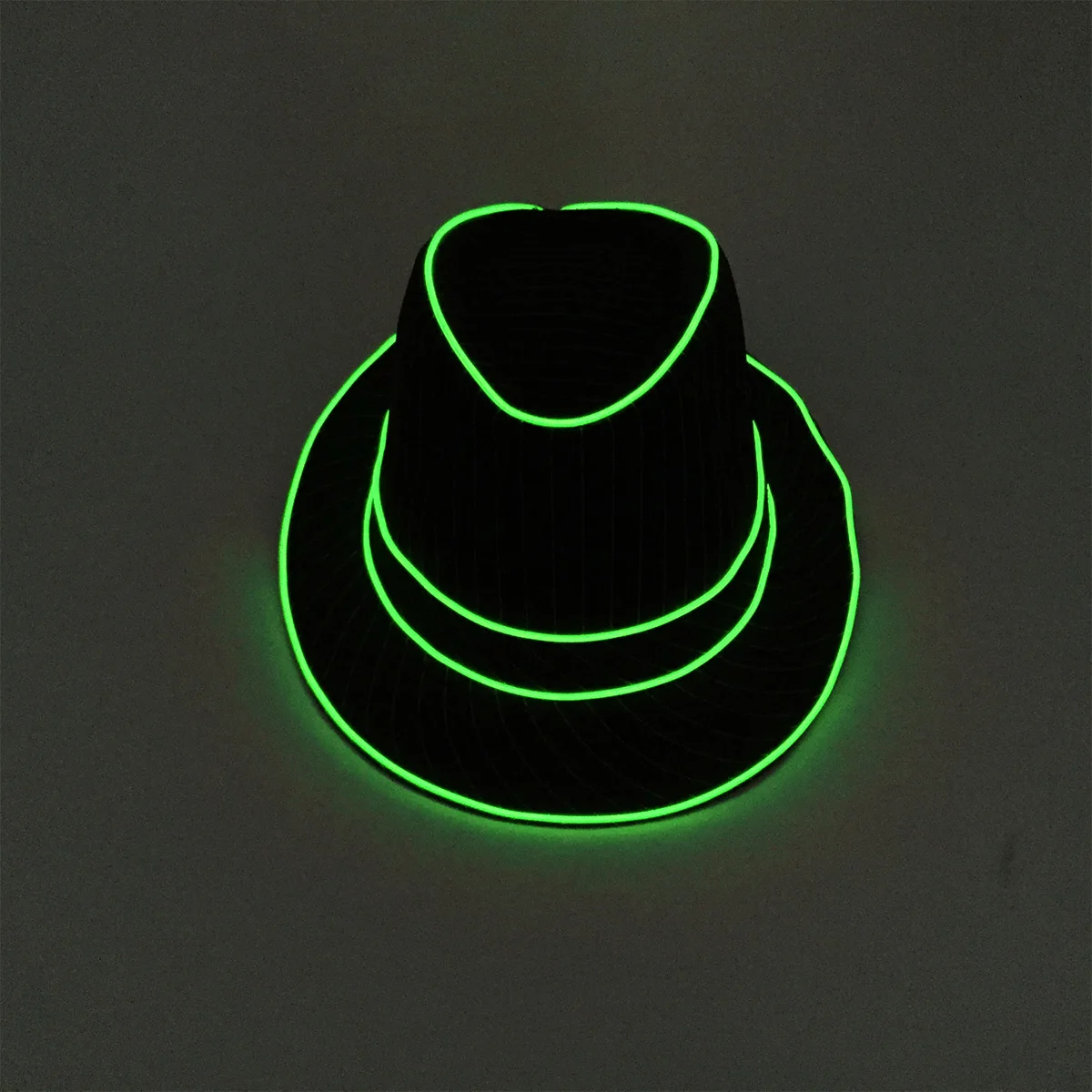 LED Gangster Fedora Hat Casual Bachelor Travel NightClub Holiday Light Up Supplies LED Gentlemen Gangster Hat Rave Accessories 4