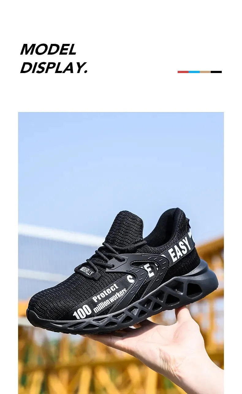 Plus Size Men Safety Boots With Steel Toe Cap Anti-smash Work Sneakers Safety Shoes Indestructible Men Work Boots Hiking Shoes