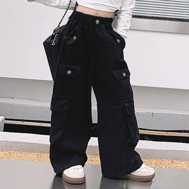 Tokeya Pantalon Cargo Garçon 5-12 Ans (jogging, Taille élastique, 4 Poches) Noir/Marron