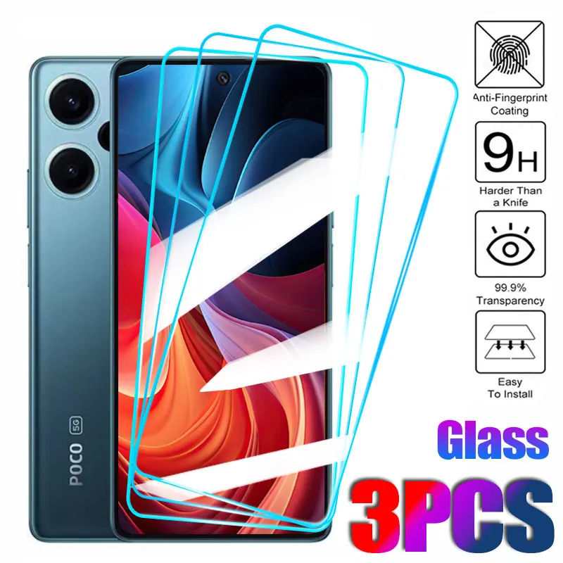 Protector Tempered Poco C3 Mobile Back Cover 3Pcs Tempered Glass