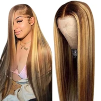 250% Highlight Deep Wave 13x6 Hd Lace Frontal Wig Human Hair Pre Plucked 30 40 Inch Brown Ombre Curly Water Wave human hair wigs