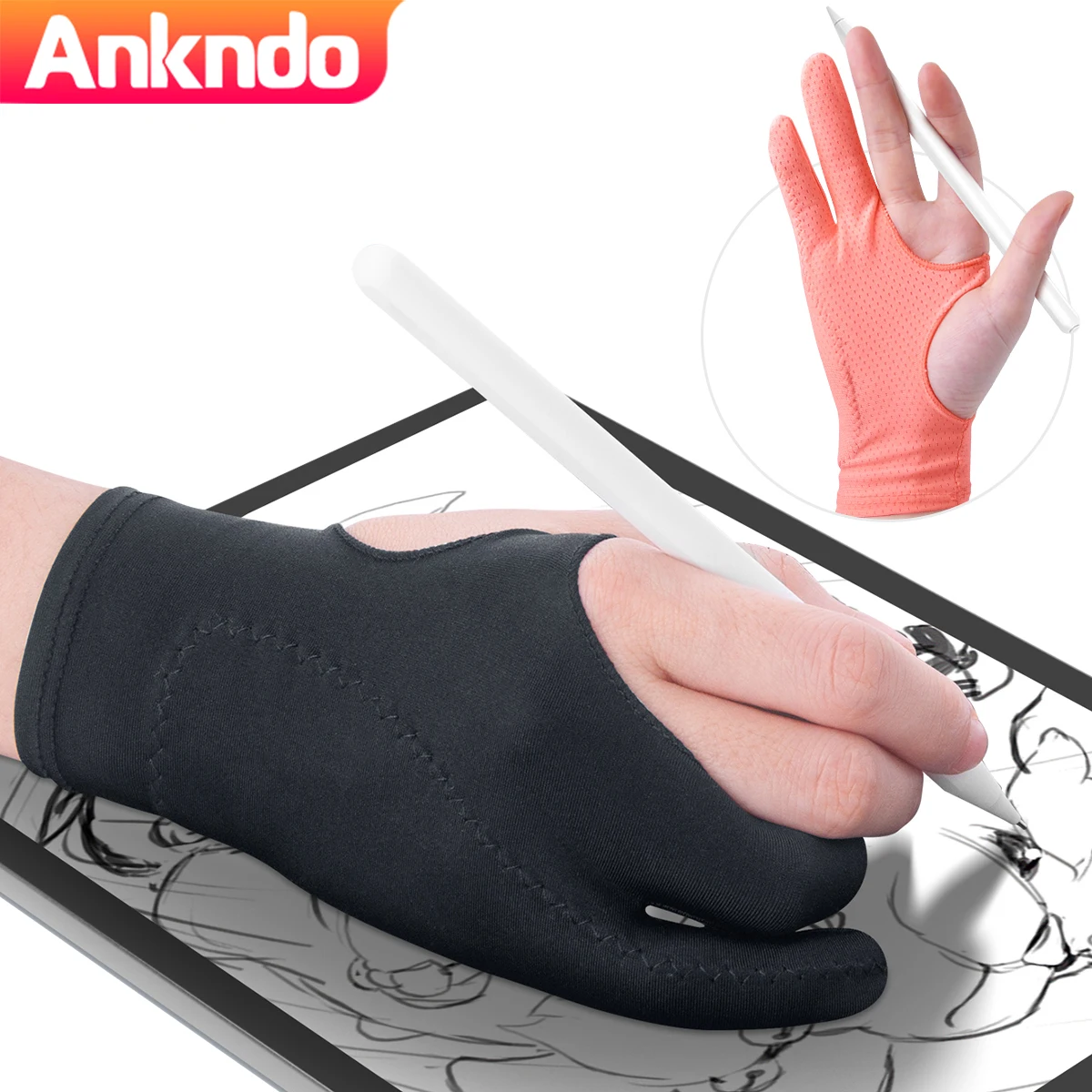 1pc Artist Drawing Glove For Any Graphics Drawing Table 2 Finger Anti-fouling Both For Right And Left Hand Drawing Gloves - Tablet Pen - AliExpress