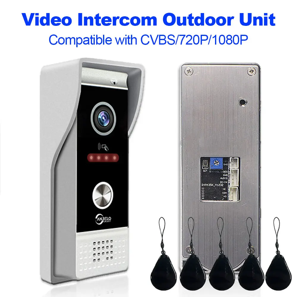 Metal Doorbell Video Intercom Outdoor Unit Compatible CVBS/720P/1080P IP65 Waterproof Infrared Night Vision RFID Swipe Card