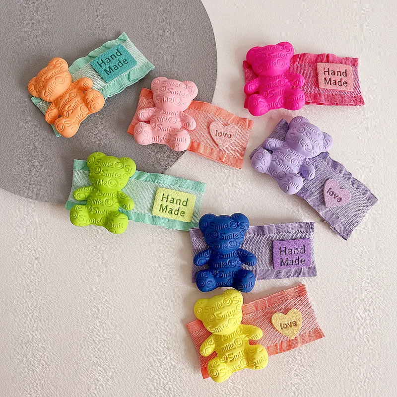 

1 шт. новая Корейская версия шпильки конфетных цветов с медвежонком Мультяшные флуоресцентные цветные женские детские квадратные клипсы BB текущие морские клипсы головной убор