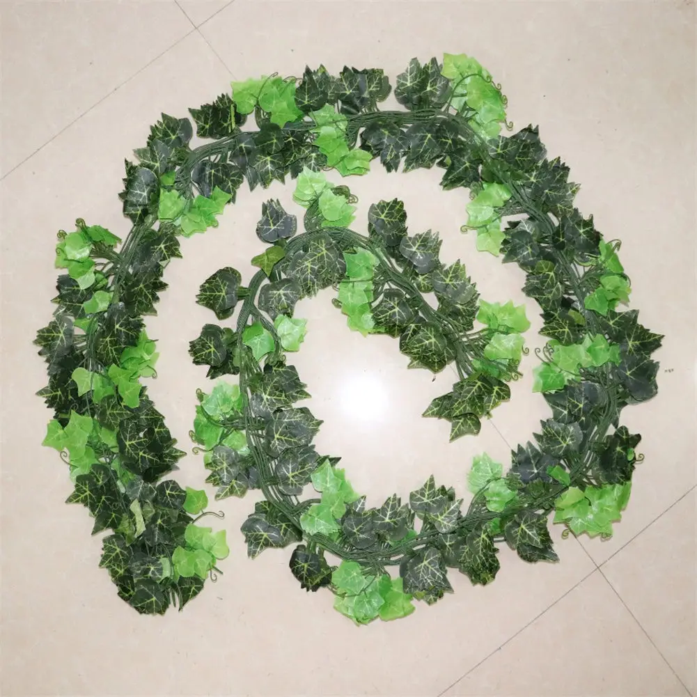 100pcs 1 Piece 2.4M Artificial Ivy Leaf Garland Plants Creeper Green Ivy Wreath Vine Fake Foliage Flowers Home Decoration artificial plants