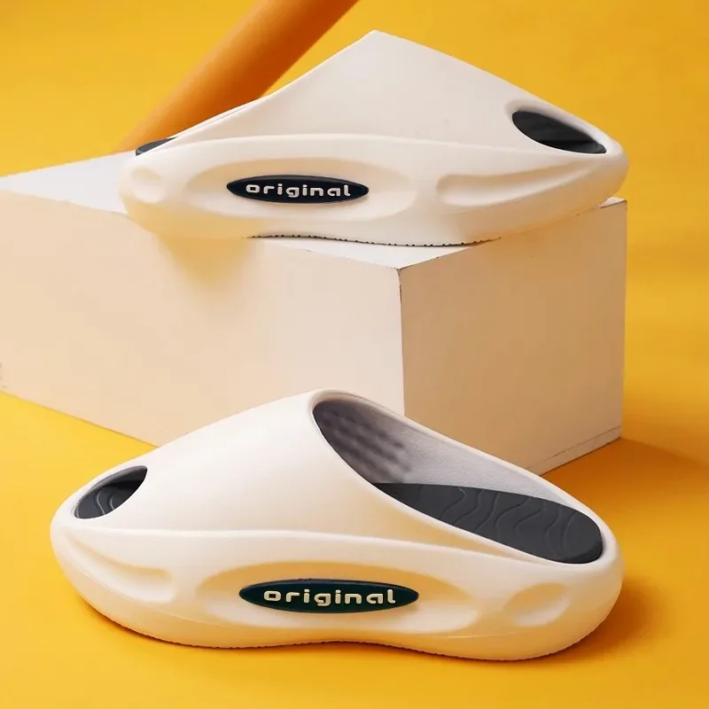 Fashion letter shoes thick sole simple slippers for men summer women's sandals foot massage home outdoor beach shoes for men