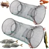 1Pcs Folding Round Nylon Mesh Metal Frame Collapsible Crayfish Crab Fish Trap Net Shrimp Lobster Cage Fishing Tackle Accessory 2