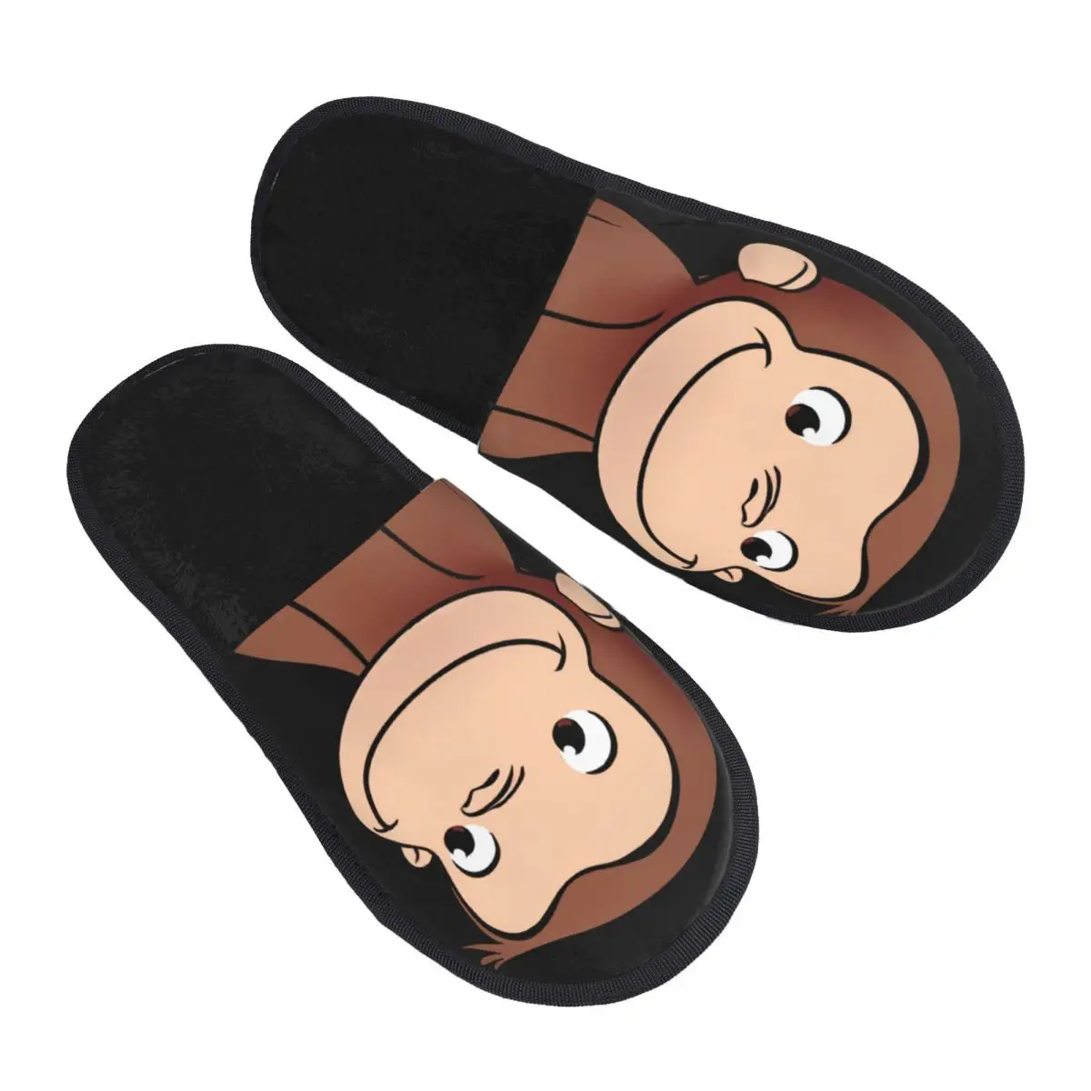 

Women Curious George Children's Books House Slippers Cozy Warm Brown Monkey Memory Foam Fluffy Slipper Indoor Outdoor Shoes