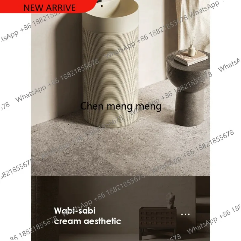 อ่างล้างหน้าแบบเสาสไตล์จีนยุคใหม่ F182 Retro เหมาะสำหรับห้องน้ำกลางแจ้ง พื้นทราย 1