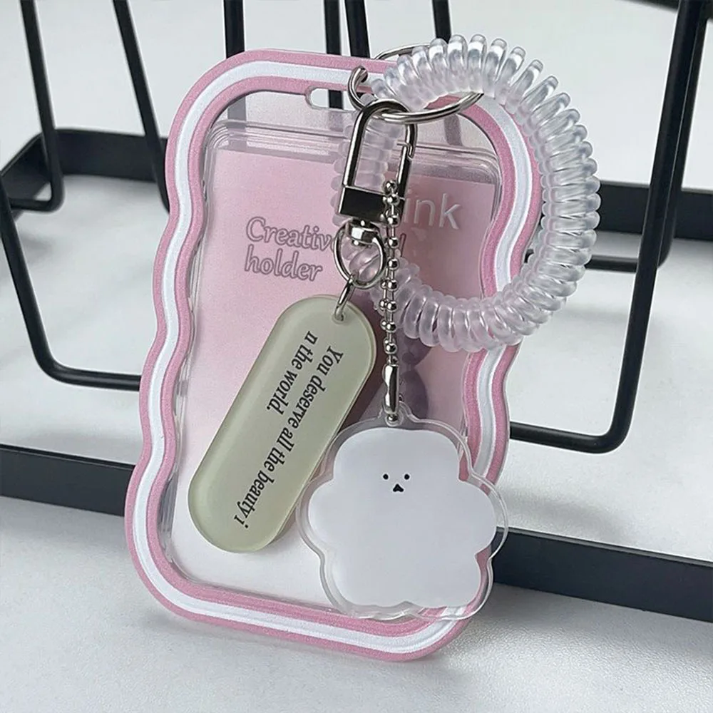 INS Transparent Photocard Holder with Spring Keychain Idol Photo Protective Case 3 Inch Photo Card Holder Student ID Card Cover 4