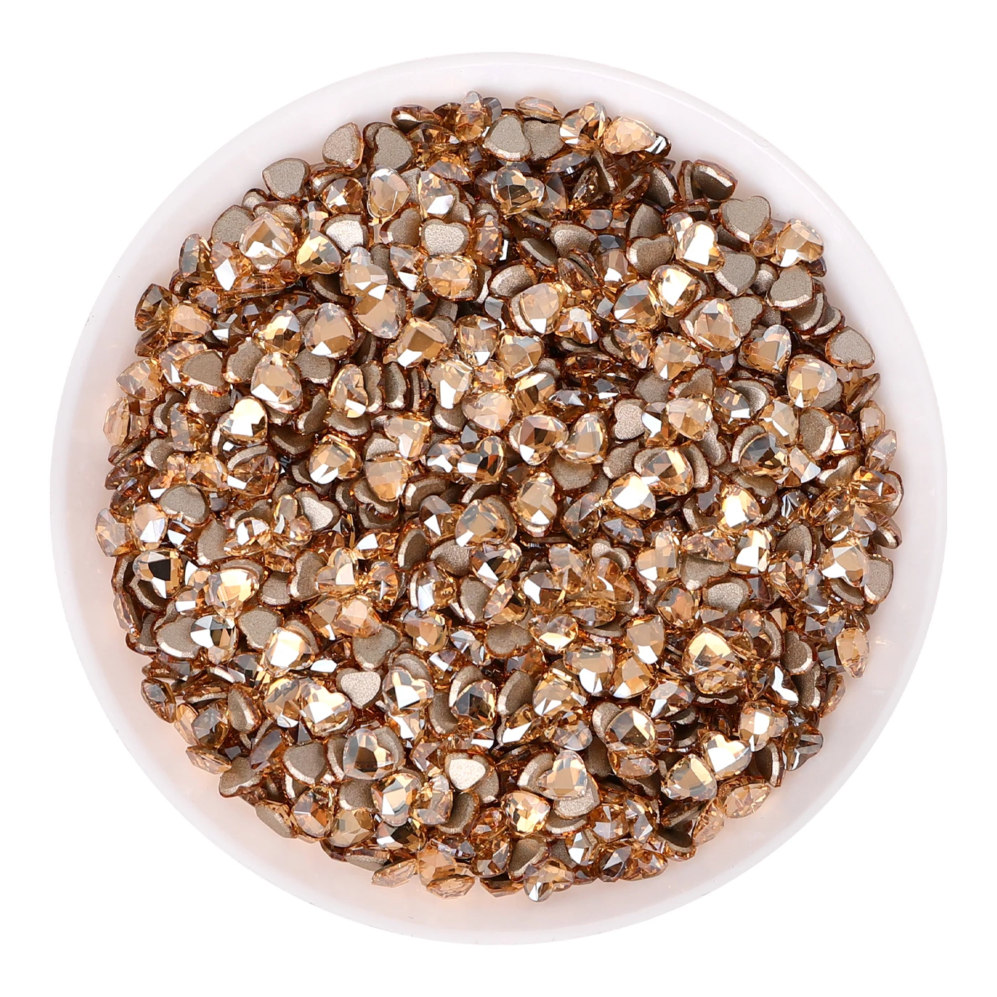 QIIY 하트 모양 50개 3x3mm 유리 라인스톤 플랫백 다이아몬드 젬 3D 글리터 네일 아트 장식 공예 제작