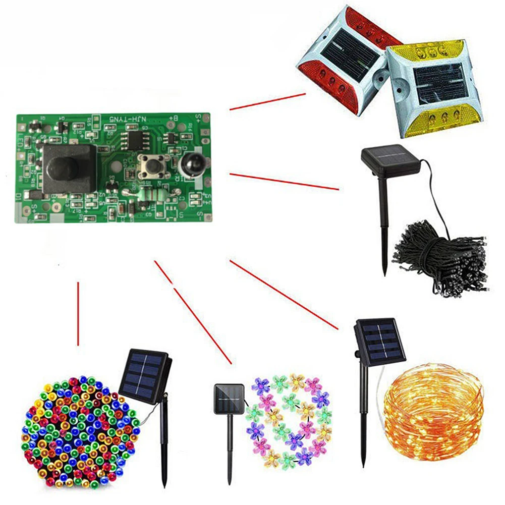 3.7V Boost 24V 31V Solar Light String Lanyard Board Controller With Switch Solar Street Light Control Panel 8 Lighting Modes