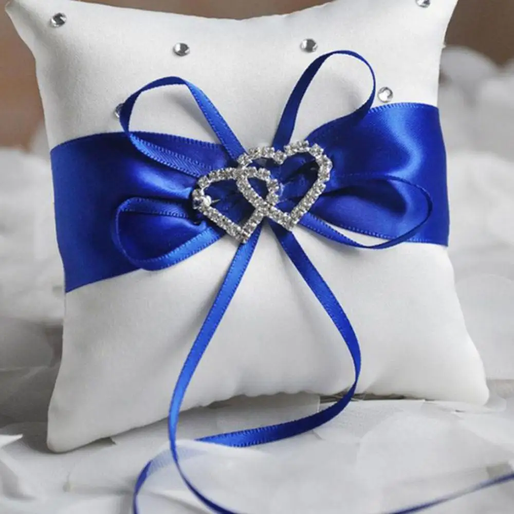 Ring Bearer Cushion Double Heart Wedding Ring Pillow - 20cm Bridal With  Rhinestone Decor Bridal Wedding Accessory, image size:1000x1000