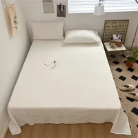 100% Pure Cotton Bedsheet 1pc Flat Sheets Nordic Grid Pattern Bed Sheet Soft Comfort Home Textile Without Pillowcase Multi-Size 1