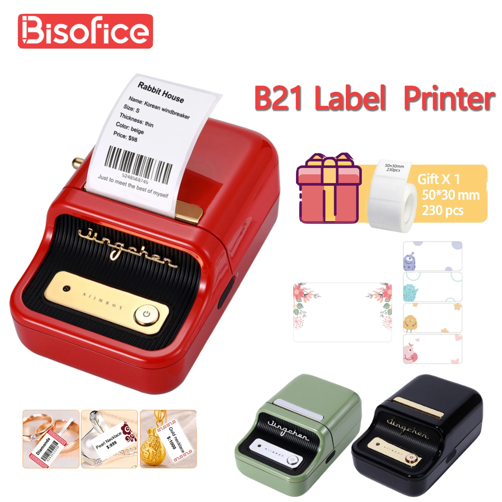 Niimbot-Imprimante d'étiquettes portable B21, sans fil BT, mini