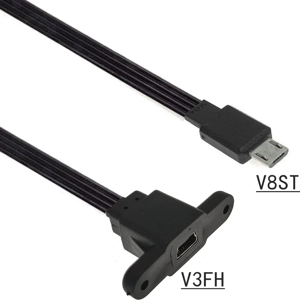 

0.1M 0.2M micro to mini USB female elbow adapter cable mini T-port 90 degree elbow Android conversion left and right bends