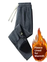 Men's Corduroy Pants Thiened Fce Lined Casual Trousers Winter Spor Loose Fit Long Pants Elastic Waist Youthful Sle