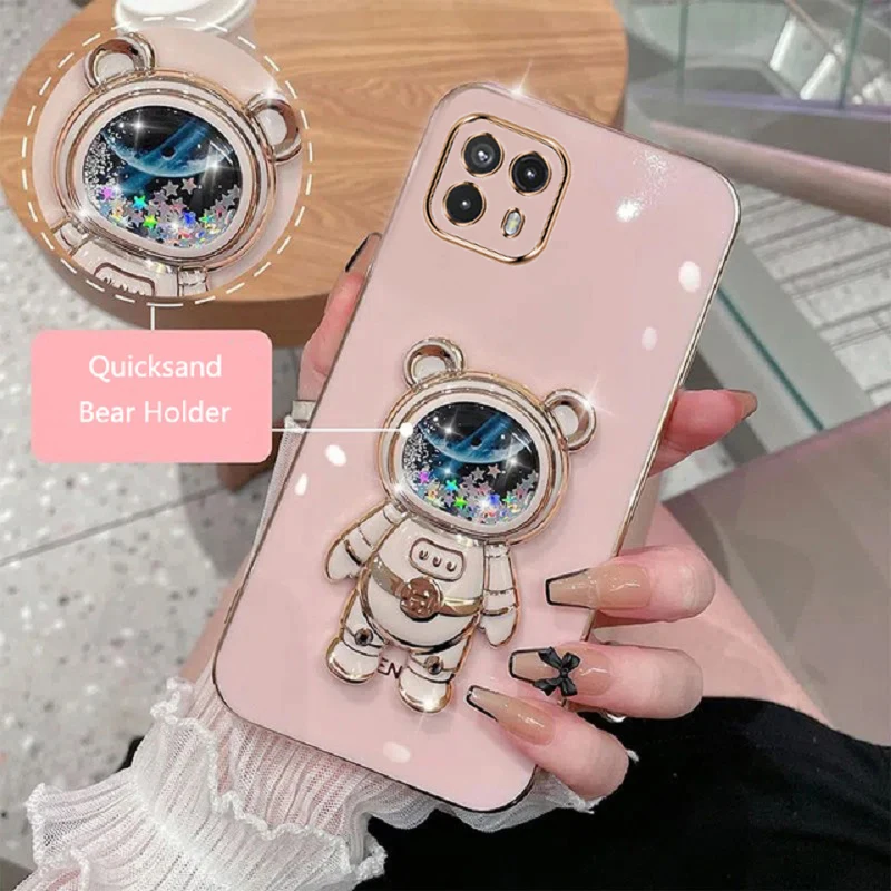 Moto G50 5G Cartoon Bear Fold Stand Per Motorola G50 5G Custodia Per Telefono Cover Placcatura Di Lusso