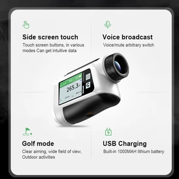 Nohawk Side Screen Display Laser Rangefinder With Golf Ballistic Compensation Flagstick Lock And Vibration Memory