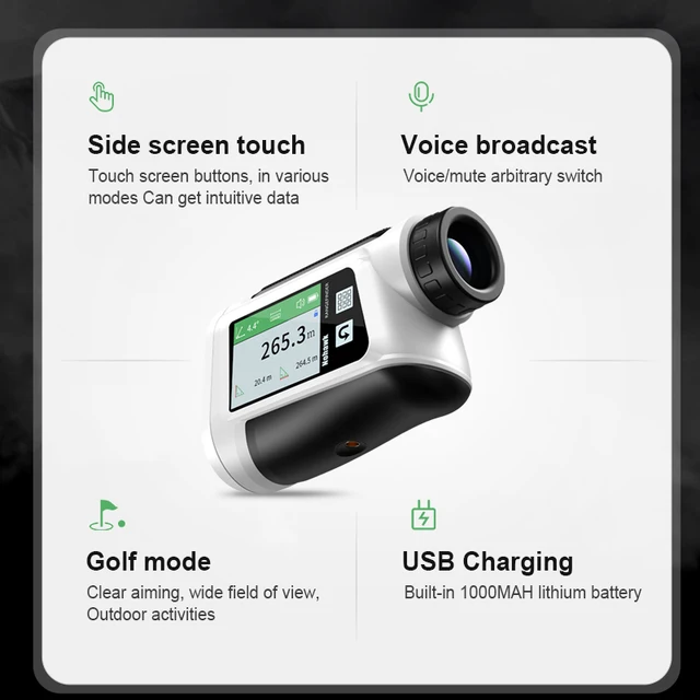 Nohawk Side Screen Display Laser Rangefinder With Golf Ballistic Compensation Flagstick Lock And Vibration Memory Mode