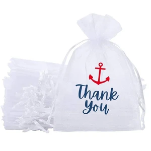 20pcsthank you candy gift bags nautical Captain Sailor Anchors Boat Beach themed boy girl Baby Shower Birthday Party decoration