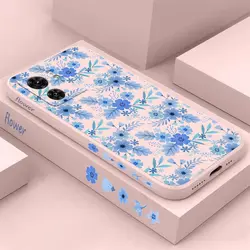 Blue Floral Silicone Phone Case - Elegant Protective Cover - MOTO E20 (Pink)