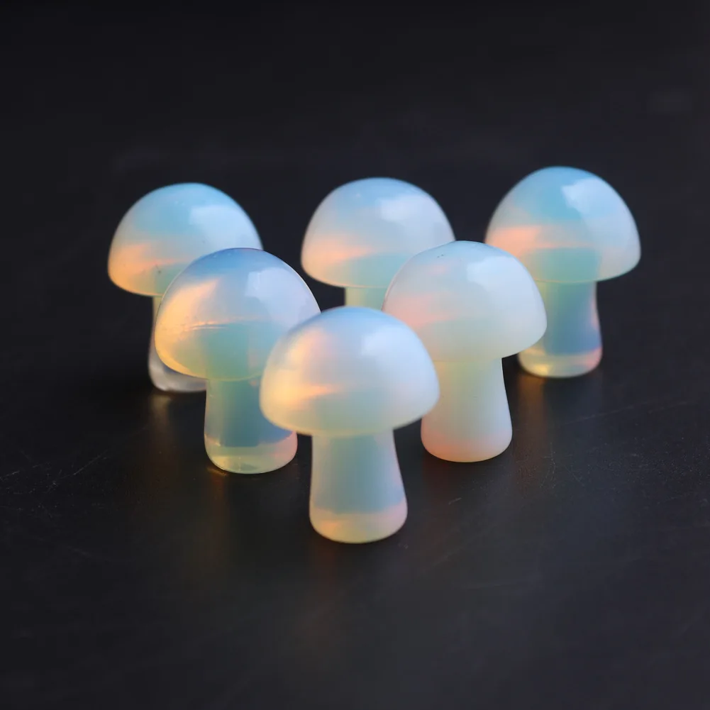 2CM Mini Mushroom Statue Natural Stones Carved Decoration Rose Quartz Healing Crystal Gift Room Ornament Fish Tank Decoration