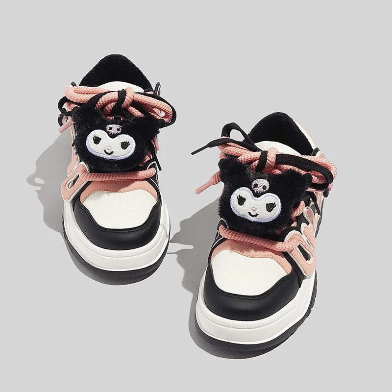 

Kawaii Sanrio Casual Board Shoes Kuromi Cute Girls Anime Plush Toys Students Thick Bottom Warm Sneakers Birthday Gifts for Girls