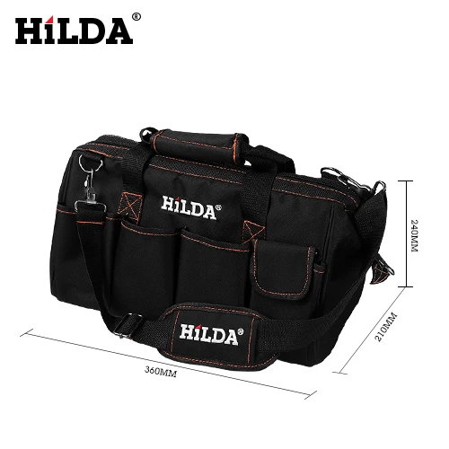 HILDA Tool Kit Bag Waterproof Men canvas tool bag  Electrician Bag Hardware Large Capacity Bag Travel Bags Size 12 14 16Inch plumbers tool bag Tool Storage Items