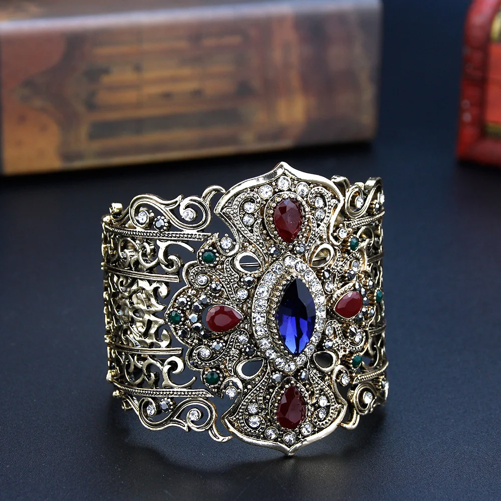 Turkish Bangles Cuff Bracelets C Shape Retro Resin Wedding Jewelry for Women