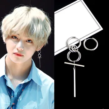 Fashion Circle Earrings for Men Punk Style Geometric Korean Earrings Bang Boys Kpop Jewelry Fan Best Gifts 2023