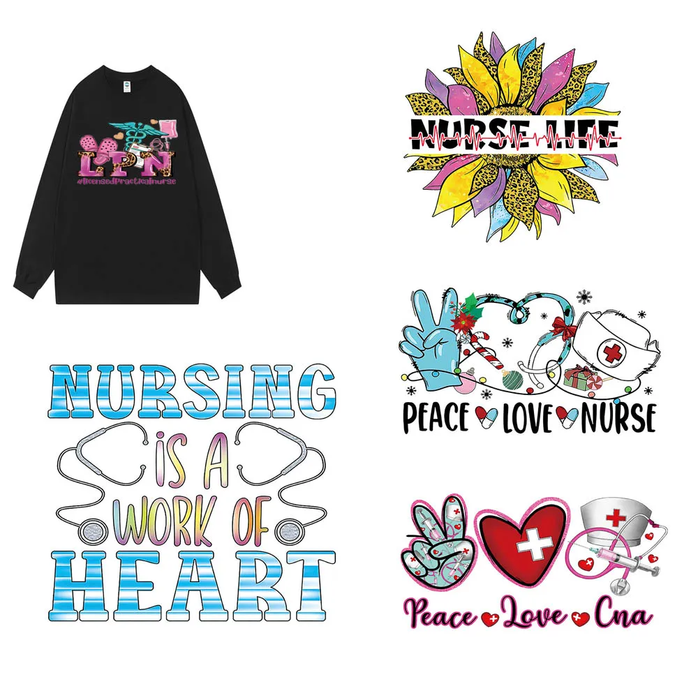 

Nurse DIY Health Care Heat Transfer Ready-to-Press Printing Sticker for Clothes DTF Ironing Printed Pattern for Tshirt Clothing