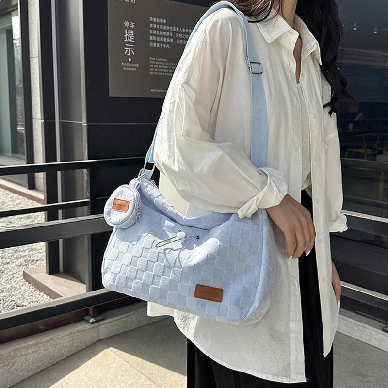 Harajuku Style College Crossbody Bag Plaid Large Capacity Shoulder Bag Handbag Leisure Student Class Small Square School Bag