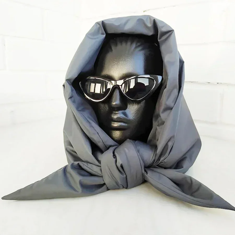 Women Scarves Fashion Top Head Hood Scarf-hood Winter Quilted Puffy Casual Solid Keep Warm Shawls Windproof Hijab