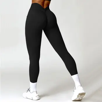 Yoga Tights Beautiful Hip Back V Leggings Women's High Waist Hip Lifting Honey Peach Hip Sports Gym Runing Fitness Pants 1