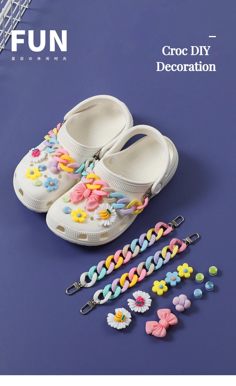 1 Paar neue Loch Schuhe Charms Schuh kette Zubehör DIY abnehmbare Jibz Dekorationen versand kostenfrei verfügbar Großhandel – Detail 1