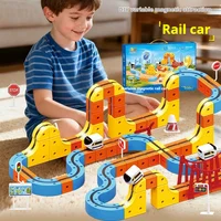 Electric magnetic suction magical track cube children's versatile magnetic assembly track toy car gift Assembling a racing track