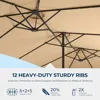 Double Sided Patio Umbrellas - 15ft Solar Lights LED Lighted Outdoor Extra Large Market Table Umbrella with Base Included 5