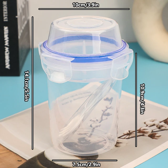 Tasse à salade avec couvercle et cuillère et fourchette, bol conique à réduction de graisse, boîte à bento de fitness, stockage des aliments à deux couches, petit-déjeuner, fruits, avoine, yaourt, signé 6