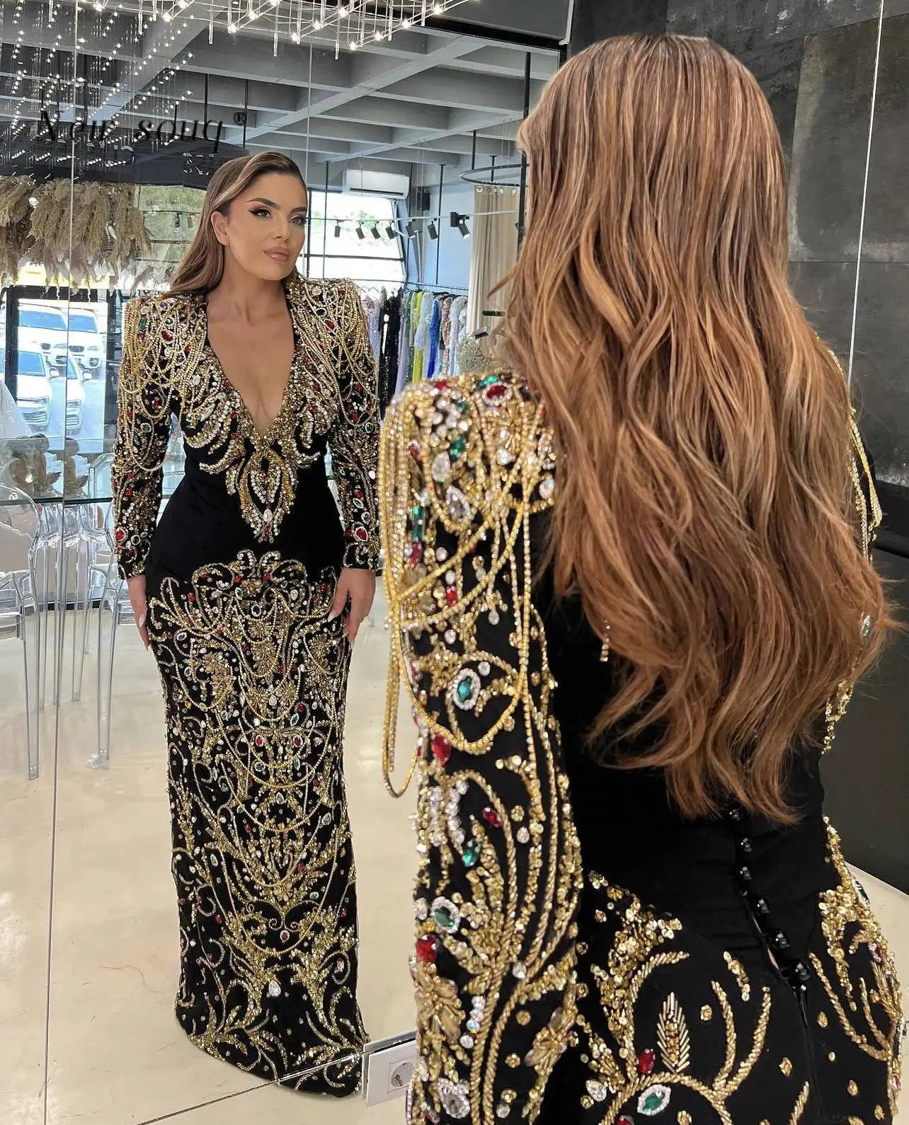 Luxury Tassel Heavy Beaded Arabic Evening Dresses SS061 main image 0